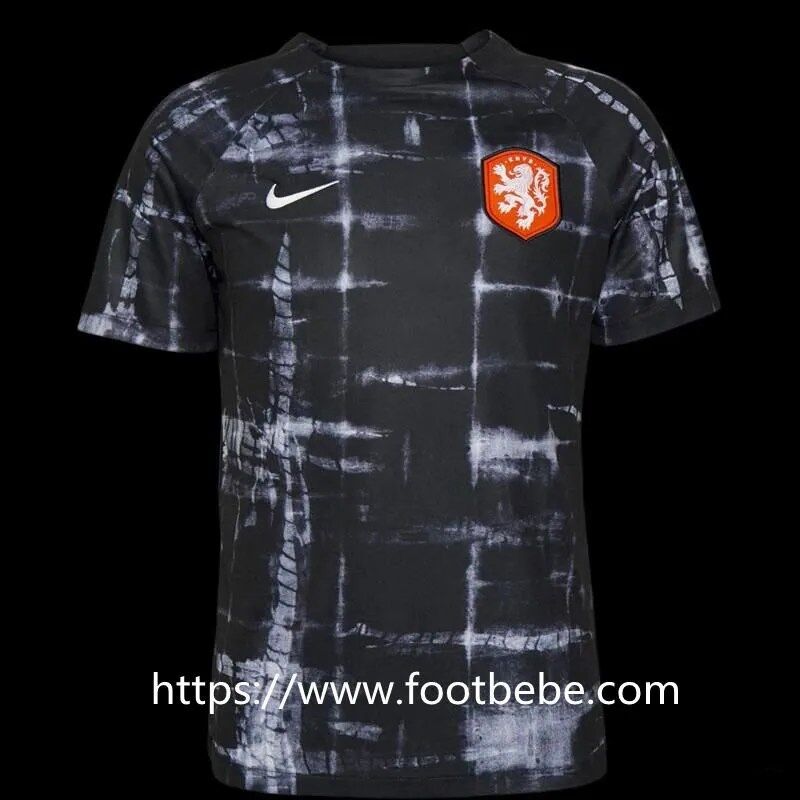 Maillot Pays Bas 2022 2023 Pre Match Noir Footbebe