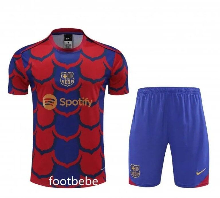 Ensemble Maillot Barcelone 2024 2025 Coton Rouge Bleu Footbebe