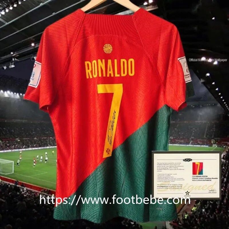 Maillot Portugal 7#Ronaldo Signature signée 2022 domicile - Footbebe