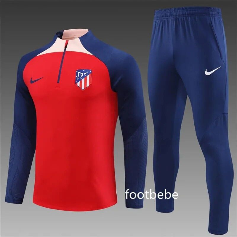 Survetement Atletico Madrid 2023 2024 demi zip rouge Footbebe